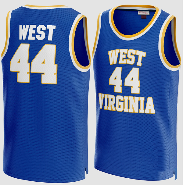 Men's West Virginia Mountaineers #44 Jerry West Blue Stitched Jersey
